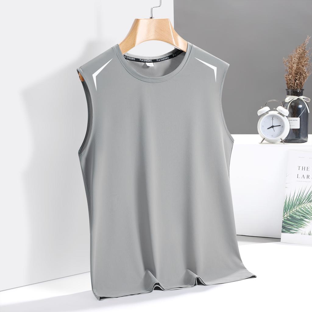 T-shirt Estiva Larga a Maniche Corte Monocolore da Uomo, T-shirt in Seta Ghiacciata