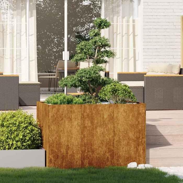VidaXL Jardinière rouillé 120x80x80 cm acier inoxydable, pot de fleurs, support de plantes, lit surélevé, support de 860793