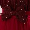 Flower Girl Princess Dress For Weddings Kid Formal Bow Long Gown For School Evening Party Children New Year Cloth