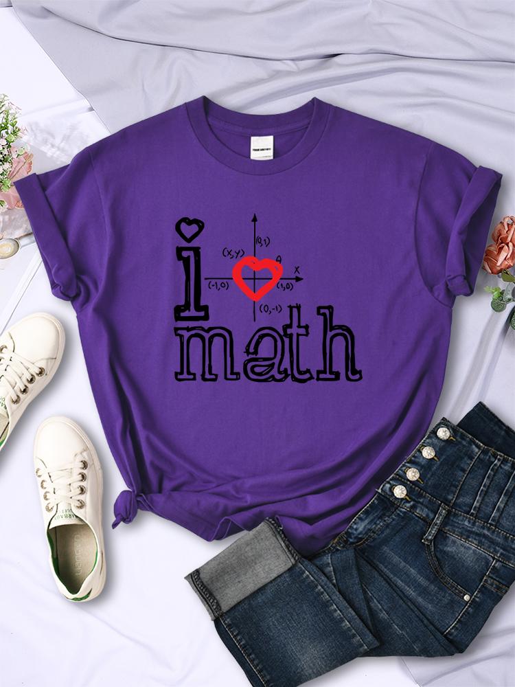 Fashion Logo I Love Math Printed Women Tshirts Casual Summer Sport Tee Clothing Creativity All-math Short Sleeve Female Tops