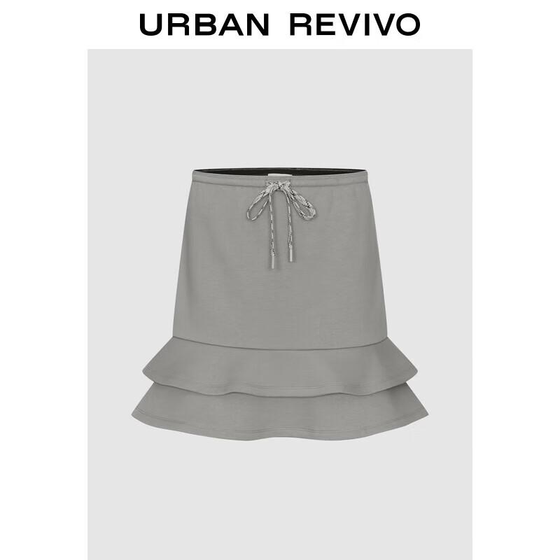 UR Women s Casual Layered Ruffle Drawstring Short Skirt L