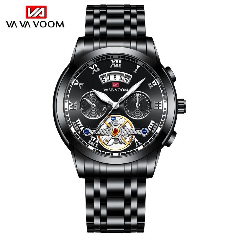 

VA VA VOOM stainless steel tourbillon non-automatic mechanical multi-function business watch luminous waterproof watch male