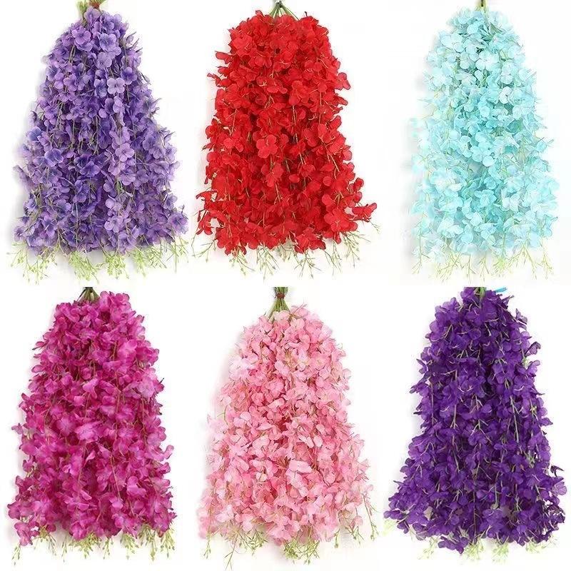 5/10/20Pcs 60cm Artificial Wisteria Hanging Flower Garland Silk Flower Vine for Wedding Party Home Garden Flower Wall Decor