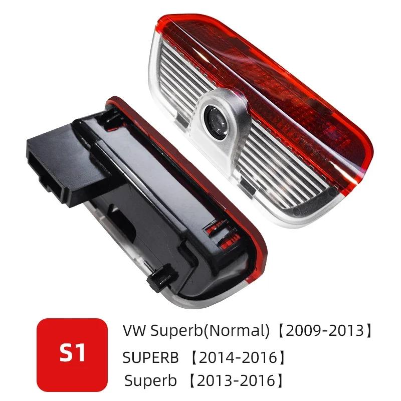 2025 Neu 2 Stück LED Auto Tür Dekoration Willkommensleuchten Projektorlampe Für skoda Superb SUPERB Superb Octavia Fabia Roomster Zubehör