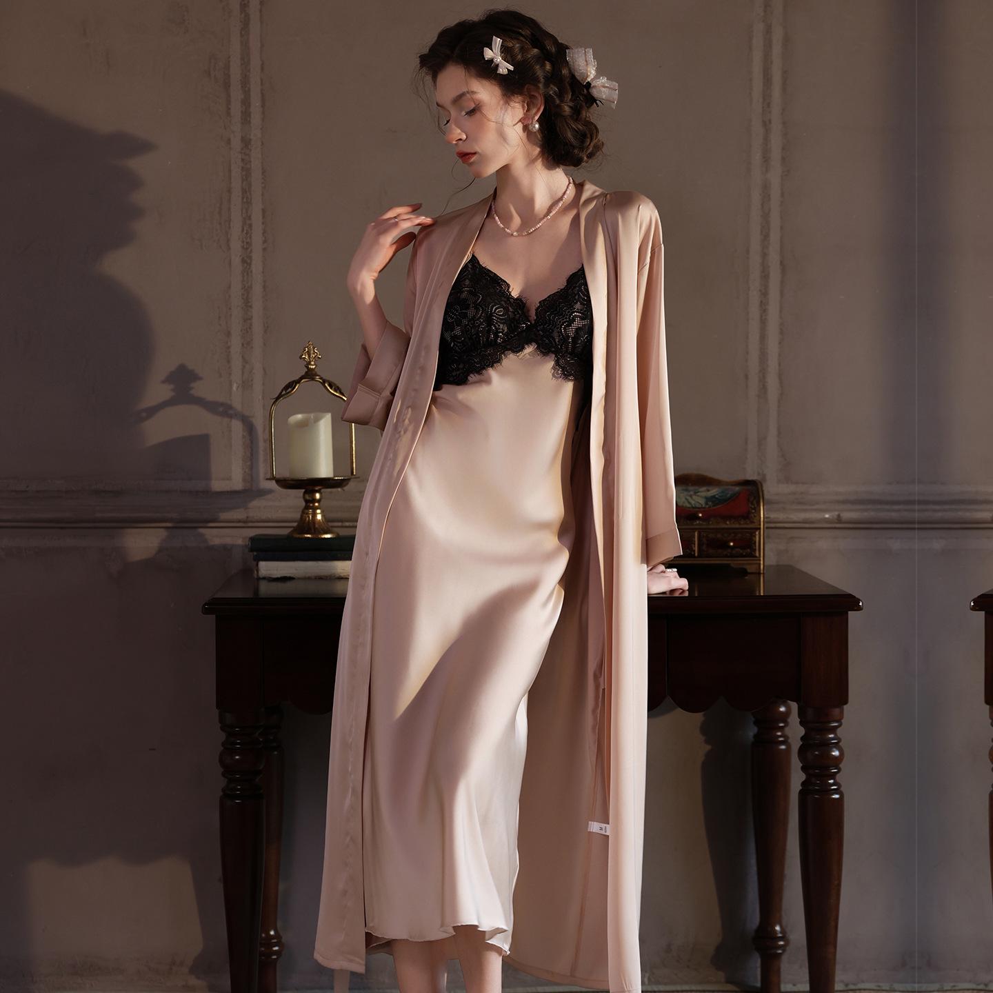 Женский кружевной платье-комбинация и комплект пижамы - Весна/Лето Французская роскошная домашняя одежда XL