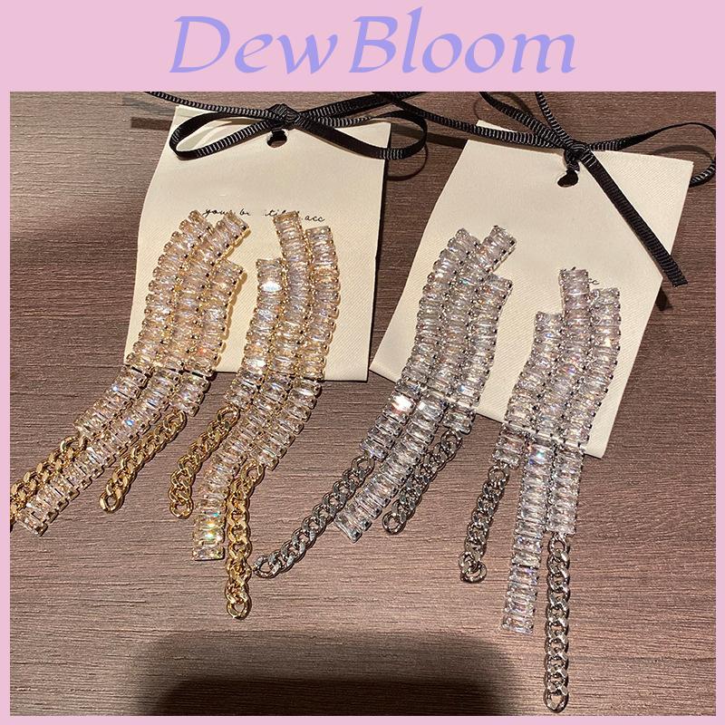 Geometric Silver Zirconia Drop Earrings For Women Fashion Jewelry