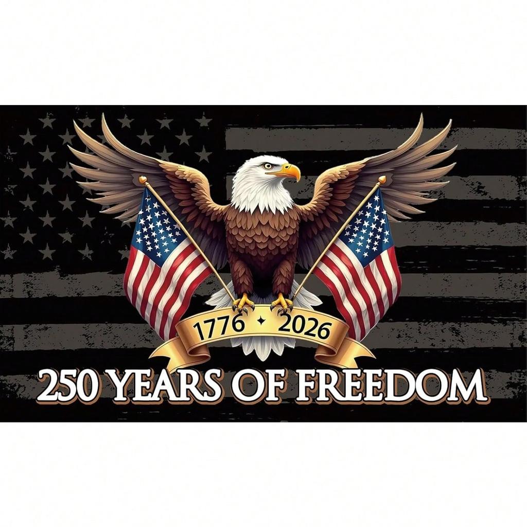 250th Anniversary Freedom Memorial American Flag 17762026 USA Bicentennial Patriotic Eagle Banner Flat Print Patriotic Wall