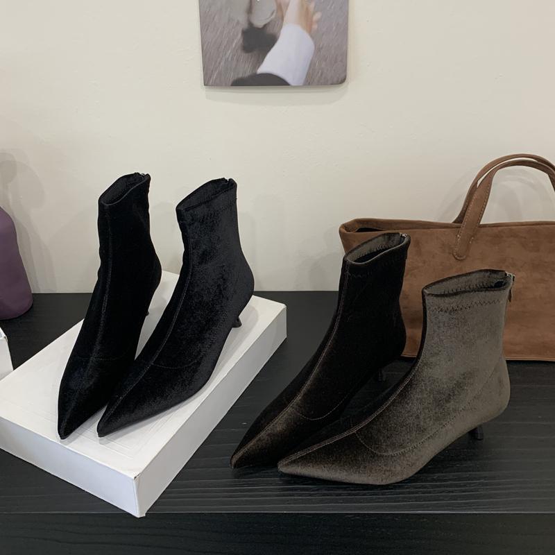 Fashion SUOJIALUN 2025 New Brand Women Ankle Boots Fashion Pointed Toe Ladies Elegant Short Boots Shoes Med Thin Heel Ladies Chelsea Boo