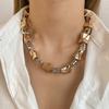ALLYES Unregelmäßige zweifarbige geometrische Perlenketten für Damen Y2K Punk Rock Goldfarbe Dicke Kette Halskette Choker Party Schmuck