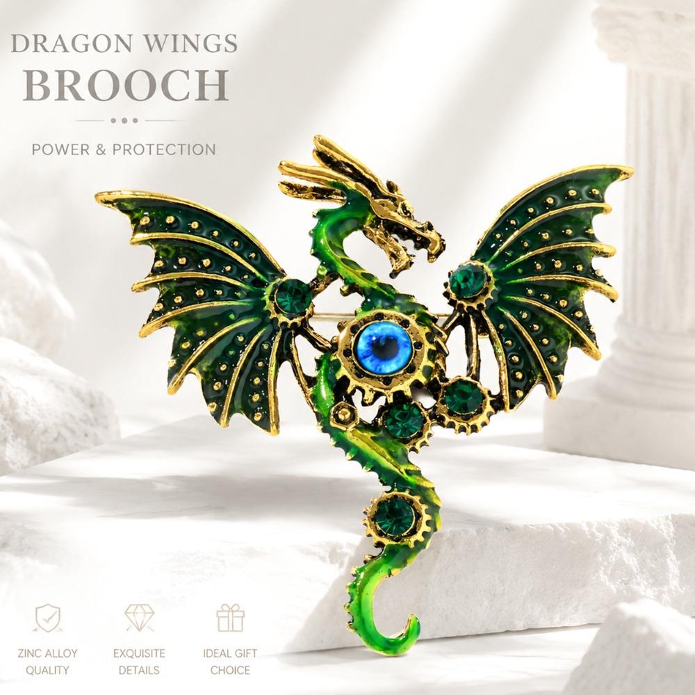 Shiny Rhinestone Enamel Brooch Colorful Enamel Dragon Brooch Shiny Rhinestone Brooch  Daily Wear