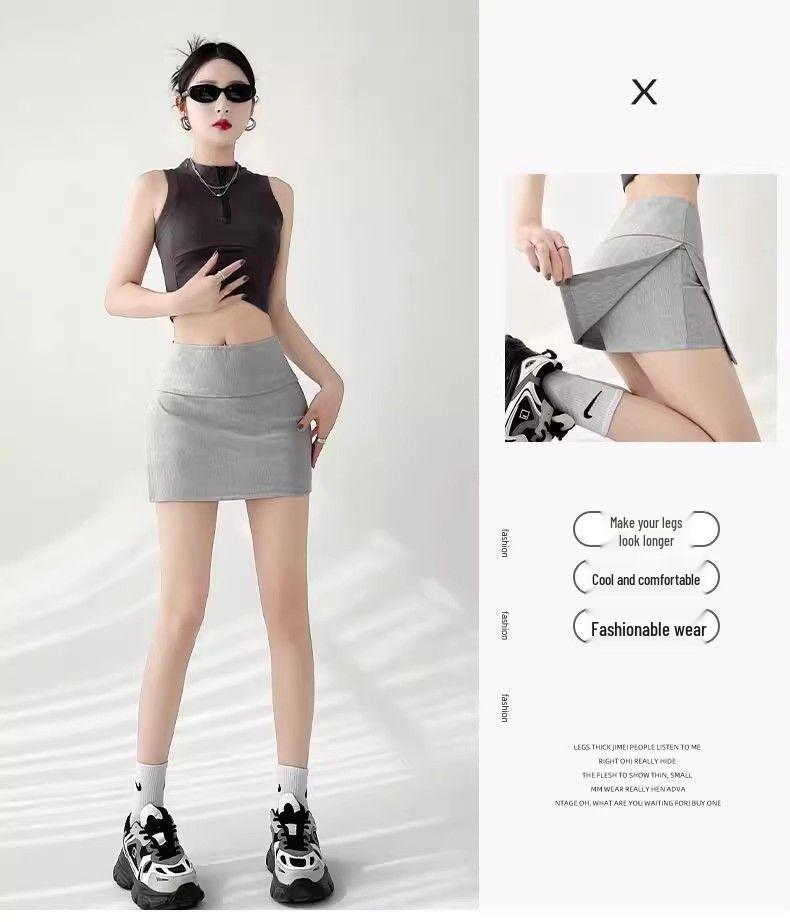 2025 Spicy Girl Yoga Midi Skirt with Slit – Anti-Exposure, Slimming, Summer Sports Fashion