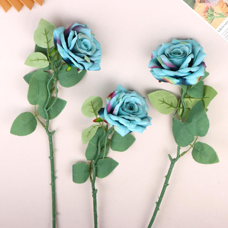 3Pcs Artificial Rose Flower Single Stem Fake Rose For Proposal Wedding Bouquet Home Party Table Centerpiece Decoration