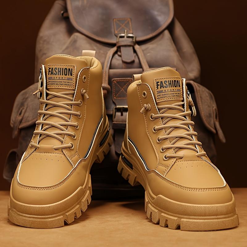 Men's High-top Boots Fashion Casual Leather Men's Sneakers Lace Up Ankle Boot Motorcycle Platform  Hombre Shoes