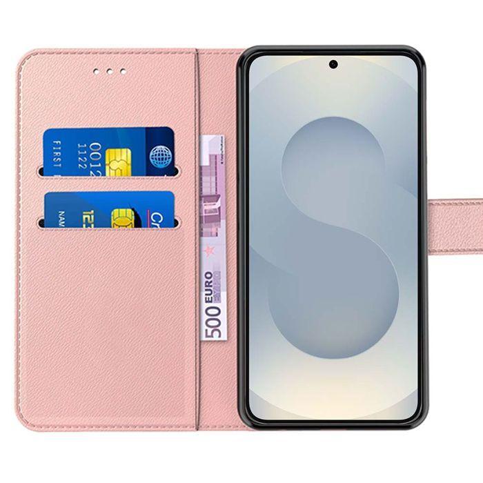 Coque de protection - BOOLING - pour Samsung Galaxy S25 Plus - Antichoc - Cuir Synthétique - Rose