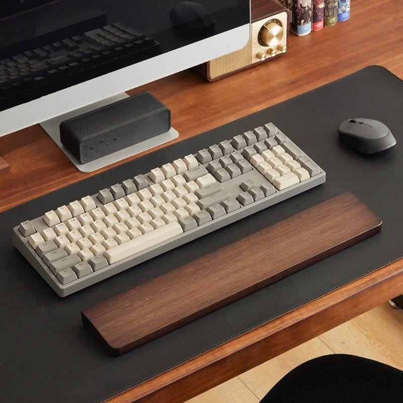 Handgelenkauflage aus Holz Walnuss Handgelenkauflage Holz Mauspad Handgelenkschutz für Tastaturen (Nussbaum, 61 87 104 Tasten)