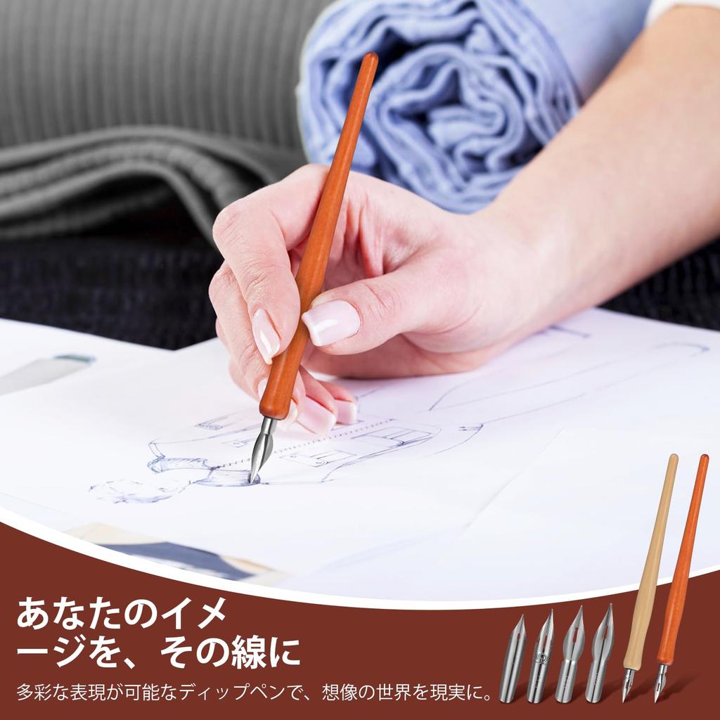 1 Set of Lightweight Solid Wood Fountain Pen Nibs for Calligraphy and More (WD366-0.5mm) Painting, Practice,