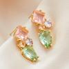 able Exquisite Geometric Colorful Zircon Hanging Earrings for Ladies Elegant Temperament Bride Wedding Jewelry Daily Wear