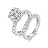 5 Karat Runder Moissanit Ring Feine Hochzeits-Set-Ringe Damen Luxus Sterling Silber 925 Ring mit Edelstein