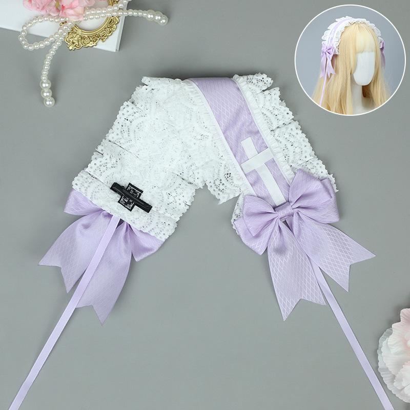 Handmade Bow Lace Headband Japanese Girl Lolita Hairpin Soft Cute Two-dimensional Headgear Cute Sister Hair Accessories