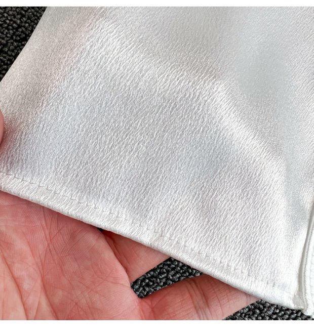 Vintage Solid Blouses Women Elegant Acetate Satin Stand Collar Flare Sleeve Design New Chic Sweet Loose Ruffles Female  Tops