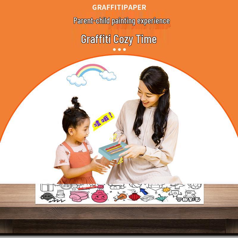 Children's Scroll Coloring Paper - Large Canvas for Doodle & Draw - Wall-Adhesive for Kindergarten & Baby Art