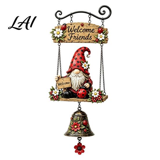 Gnomo da Giardino Rustico Campanello Campanello Gnomi Grandi Benvenuti Campanello a Sospensione Decorazione Fantasiosa per Portico Anteriore Patio Recinzione Casa di Campagna Regalo Mamma Nonna Campagna