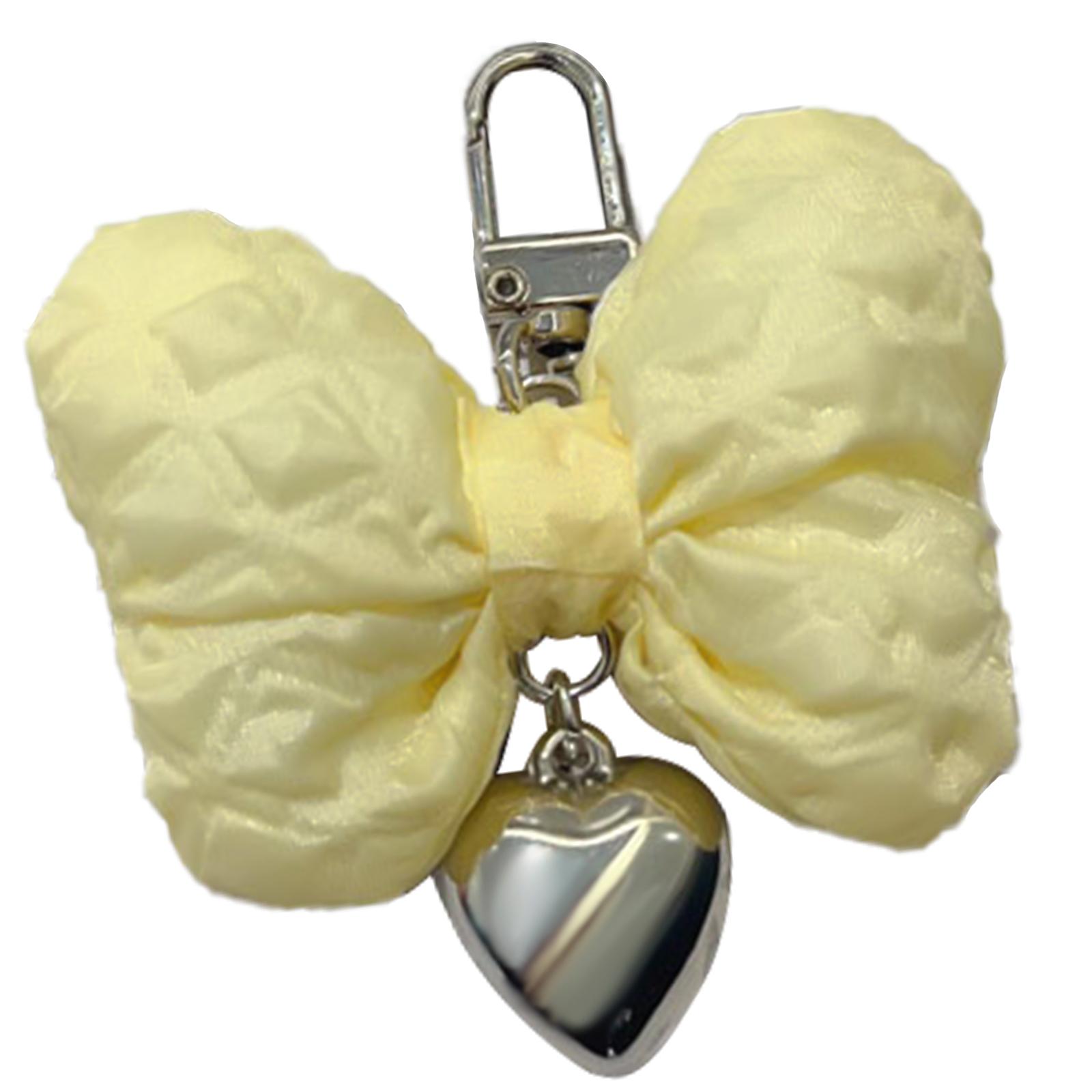 

Fashionable Bowknot Keychain Heart Pendant Keychain Keyring Handbag Charm Phone Chain Accessory for Women and Girls жовтий