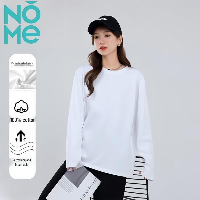 NOME Women s Heavyweight Cotton Long Sleeve Round Neck T-shirt XL