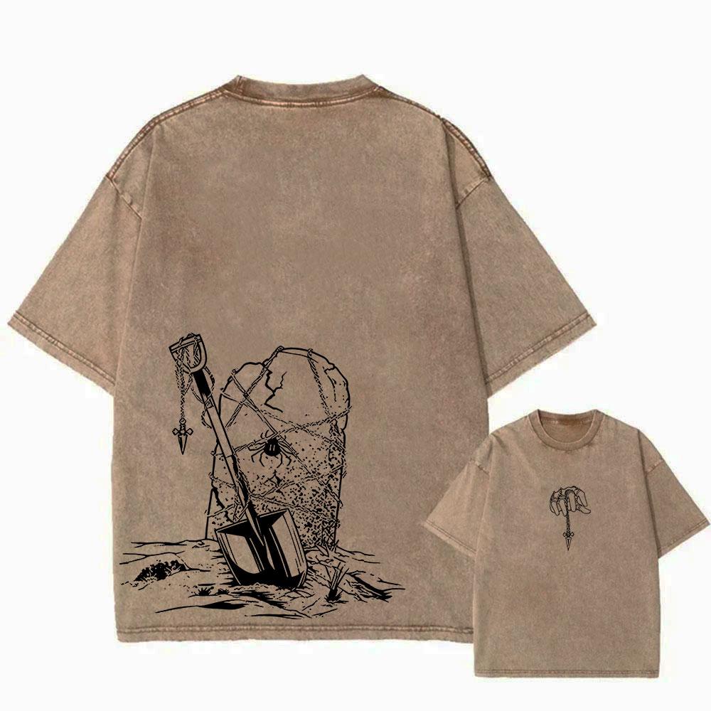 Hip Hop Retro Washed T-Shirt Streetwear Anime Hunter X Hunter Print Graphic T Shirt 100% Cotton Unisex Tshirt Men Tops