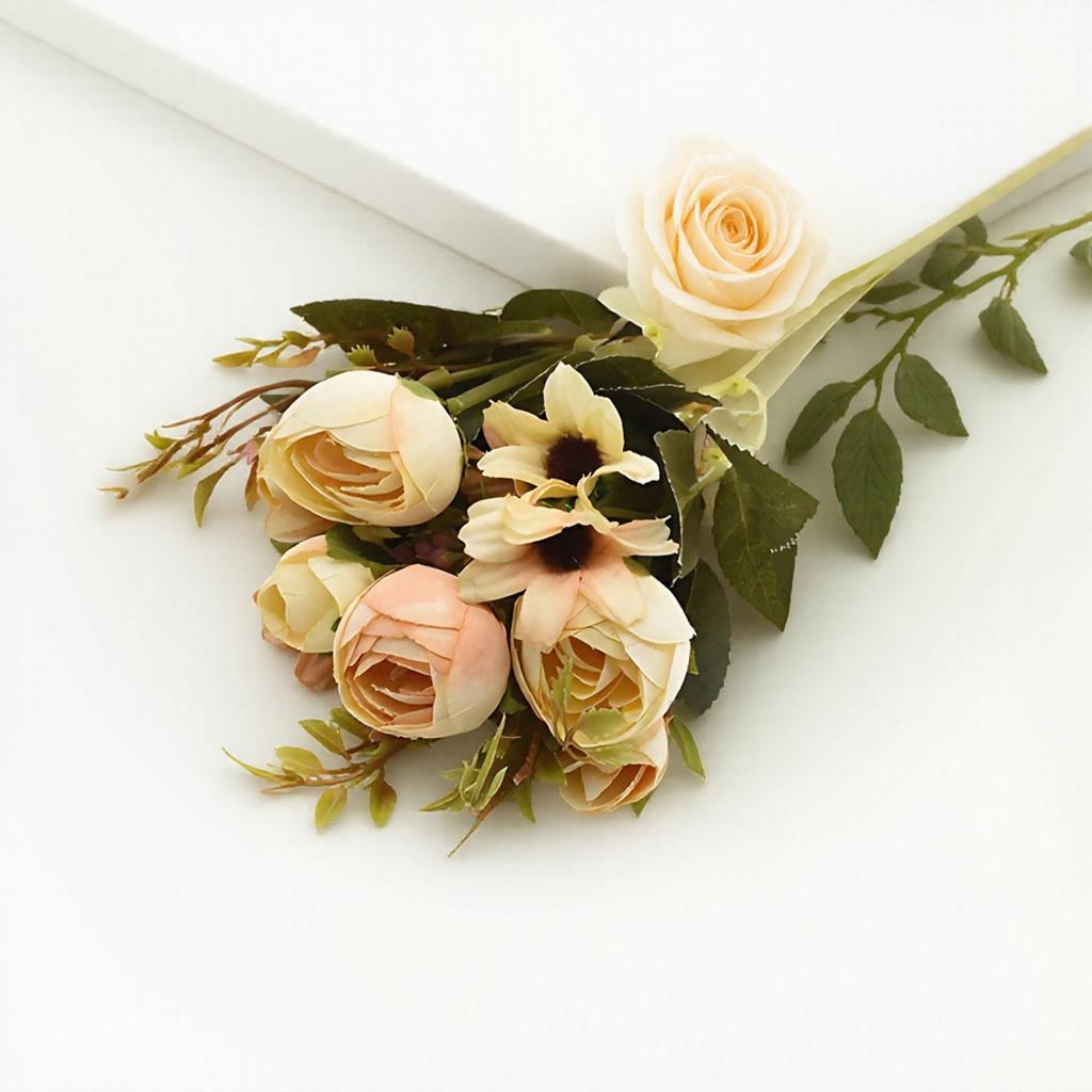 Multicolor Tea Roses Vases Home Decor Artificial Flowers Fake Daisy Plastic Wedding Decorative Floral Arrangements