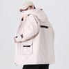 Cargo down jacket male mid-length solid color fashion couple white duck down hooded down jacket for men