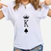 King Queen Letter Print Couple T Shirt Streetwear Summer Clothing Unisex Casual Tops Loose Breathable Crewneck