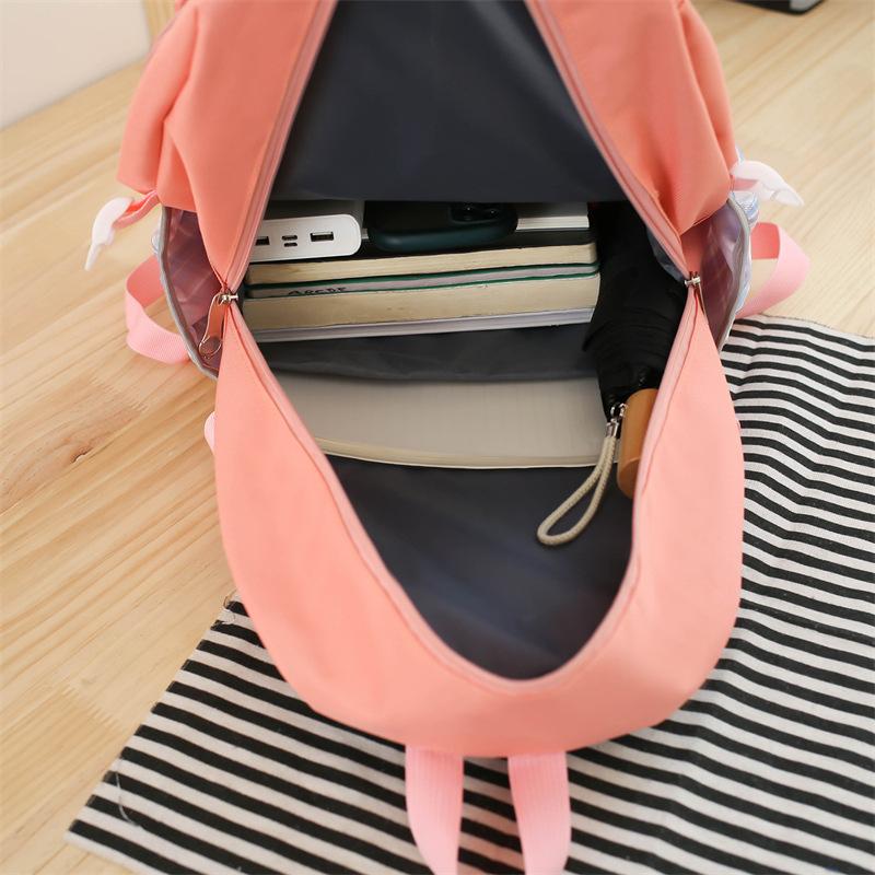 4pcs Elementary School Ultra Light Checkered BackpackWomen's Four Piece Oxford Wear-resistant SetHigh Capacity Backpacks for Middle School Students