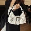 Yogodlns Vintage PU Leather Shoulder Bag for Women Y2K Spicy Girl Trend Maillard Style Underarm Bag High Quality Women Handbags