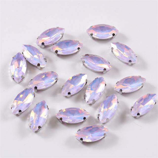 

100 шт. стеклянных опаловых дрелей для шитья, конский глаз, ручная дрель с отверстием, мокко, стразы, одинарный коготь, аксессуары для украшений своими руками, стразы, пришивные бусины 5 * 10mm golden