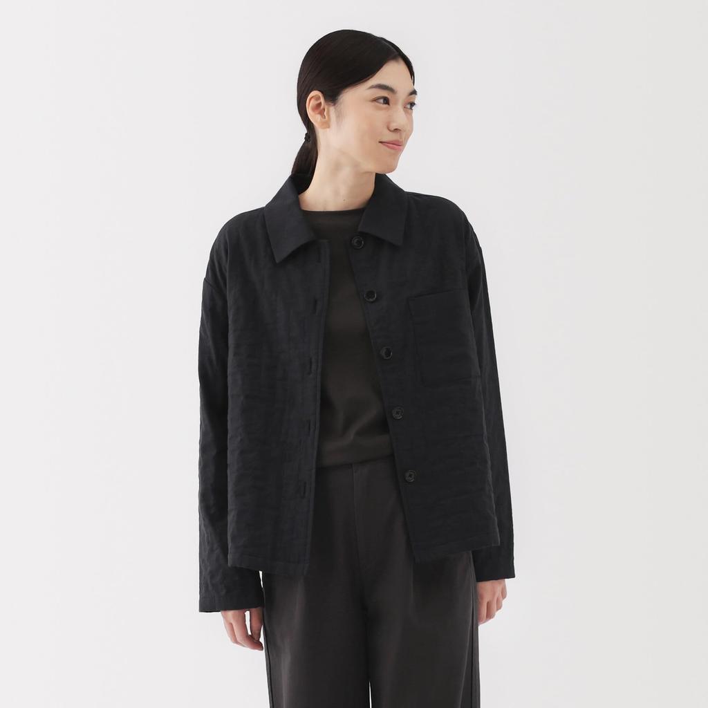 MUJI Women's Kapok Blend Double Gauze Quilted Jacket, Black, Size XL, BD103A5S