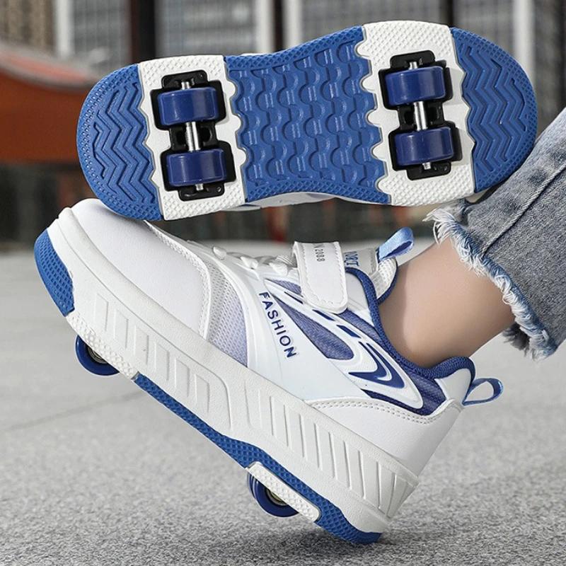 2025 Arrival Kids 4 Wheels Roller Skates Shoes Boys Girls Designer Teenager Walking Shoe Breathable Big Boy Sport Shoes Sneaker
