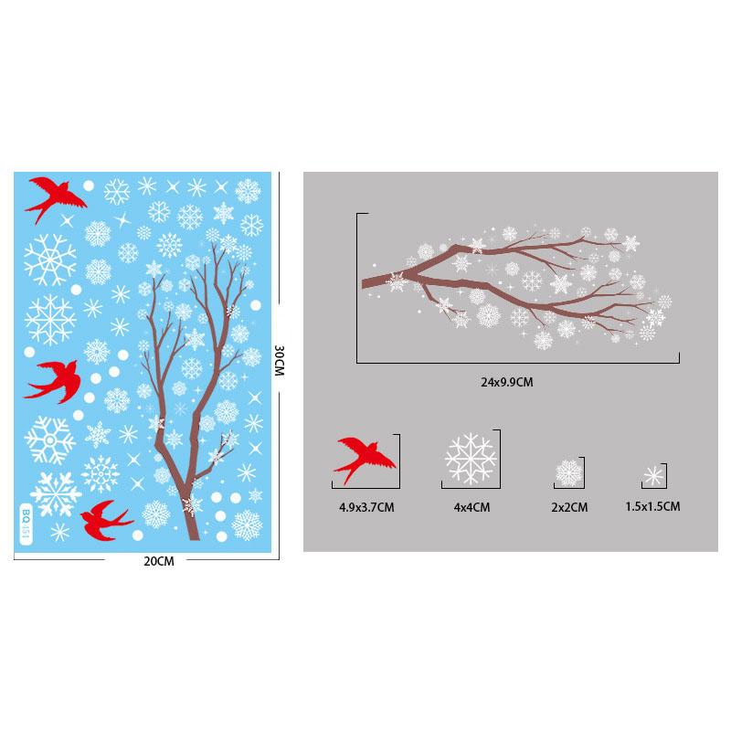 Christmas Winter Snowflake Stickers Santa Claus Xmas Tree Branch Window Glass Sticker Merry Christmas Decor Happy New Year