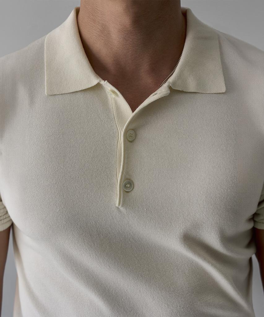 BOWLOW PRODUCT Essential Pique Collar Muscle Long Sleeve Knit [Ivory]