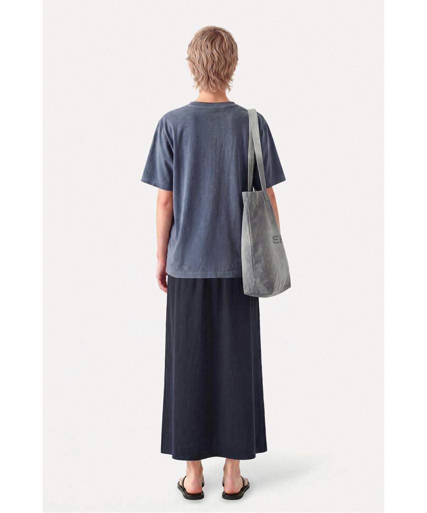 Jaa [Jaah] Elastic Waist Long Skirt Navy