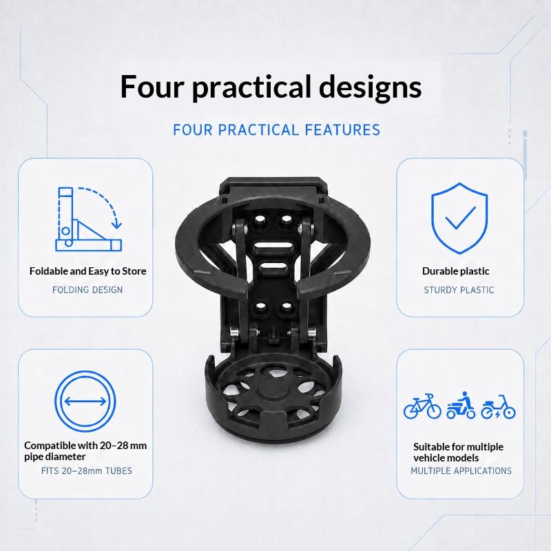 1Pcs Universal Foldable Retractable Multi Purpose Water Cup Holder For Motorcycle Bike Atv Scooter Handlebar Drink Bottle Mount