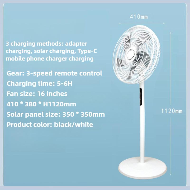 Ventilatore Elettrico a Vento Grande da 16 Pollici Portatile Senza Fili con Ricarica Solare Ventilatore da Pavimento Intelligente con Controllo Touch