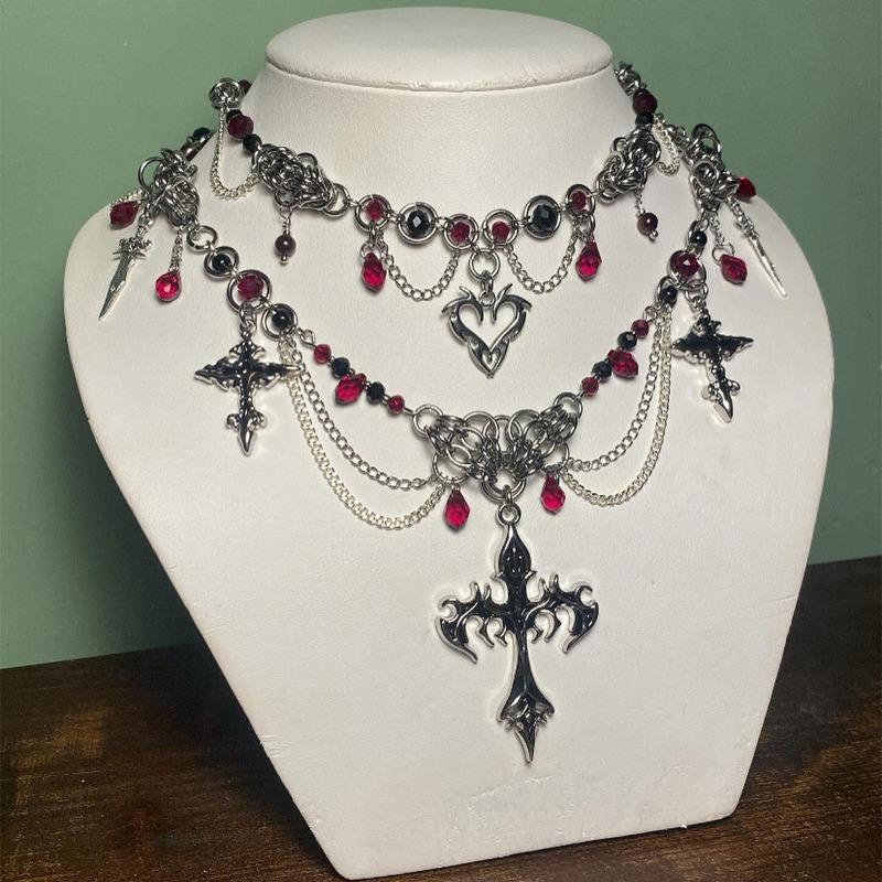 Halloween Cross Pendant Necklace Light Luxury High Sense Court Stacked Accessories Women