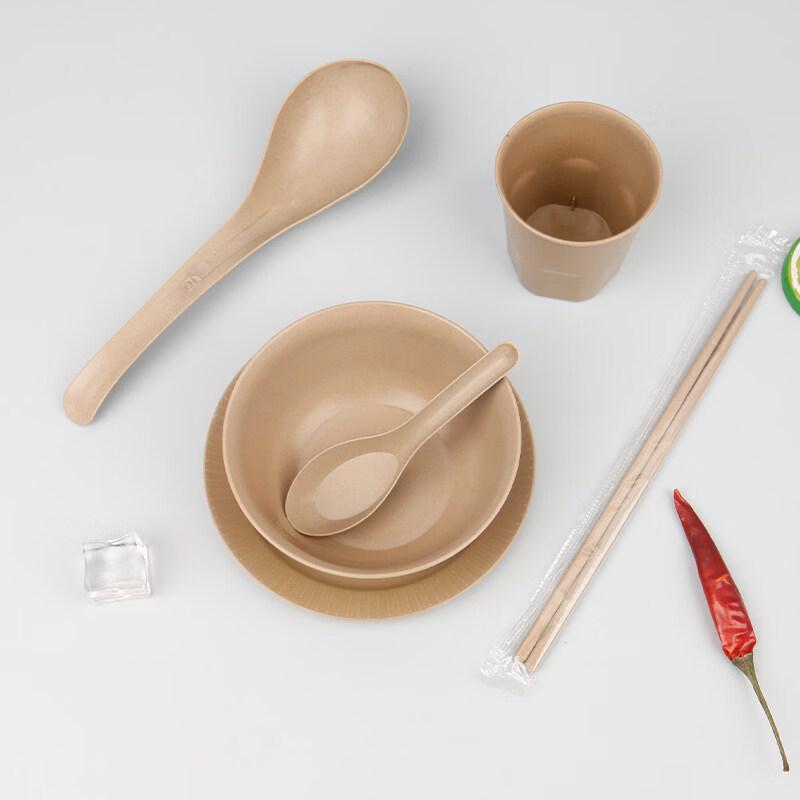 ZISIZ Rice Husk Disposable Tableware Set