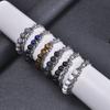 Meier Stainless Steel Men's Bracelet, Double-layer Tiger's Eye Stone Bracelet, Natural Stone Beaded Chain Bracelet