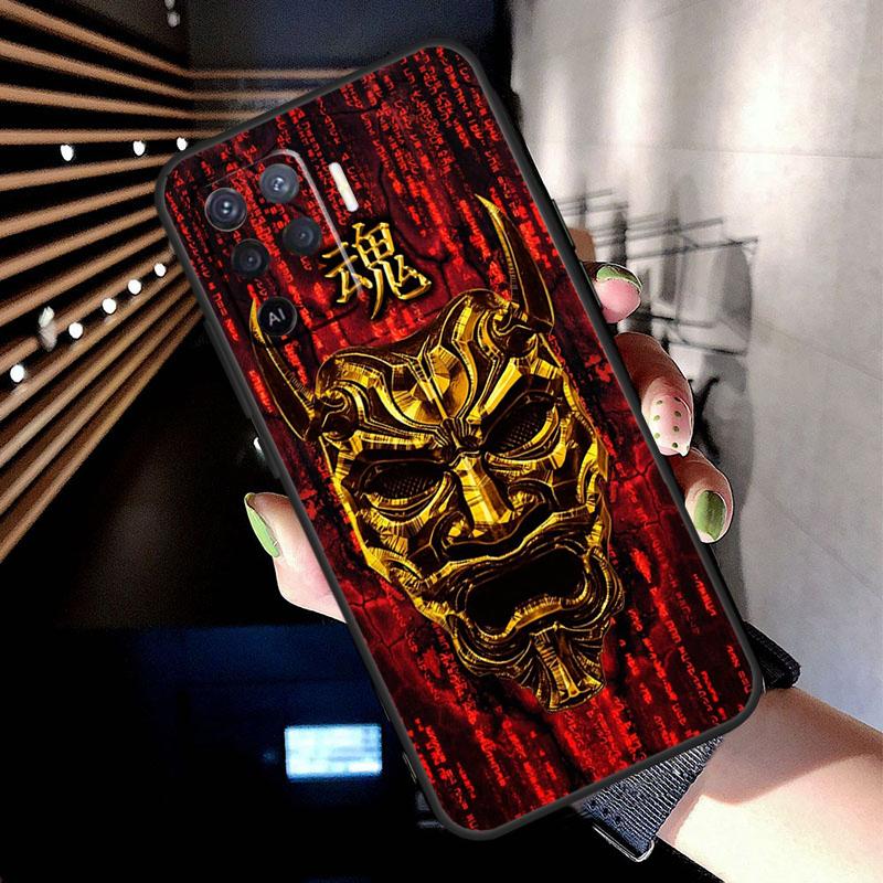 

Samurai Oni Mask Case For Oppo A74 A54 A94 A80 A60 A40 A18 A38 A58 A78 A98 A96 A76 A16 A15 A17 A57 A77 A5 Pro OPPO A57s