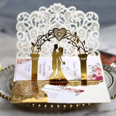 10 Pack 3D Pop Up Cards Wedding Invitations Anniversary with Unique Bride & Groom Holding Hand Design for Bride and Groom In Wedding Party