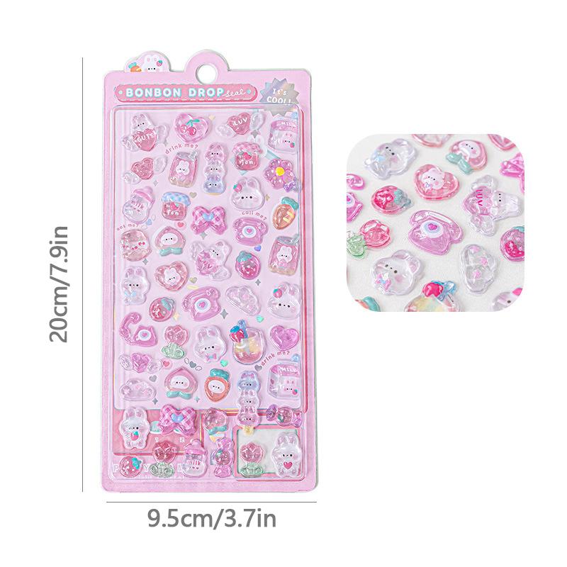 3D Cute Jelly Stickers Cartoon Animal Relief Sticker Scrapbook DIY 3D Stickers Car Refrigerator Phone Case Stickers