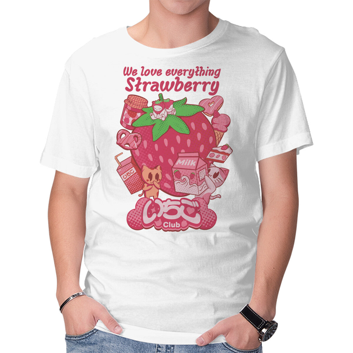 Unisex Crew Neck T-Shirt Ichigo Club Graphic Short Sleeve Casual Tee L