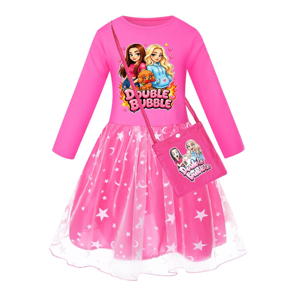 Girls Printed Star Skirt Rainbow Lace Dress 5902